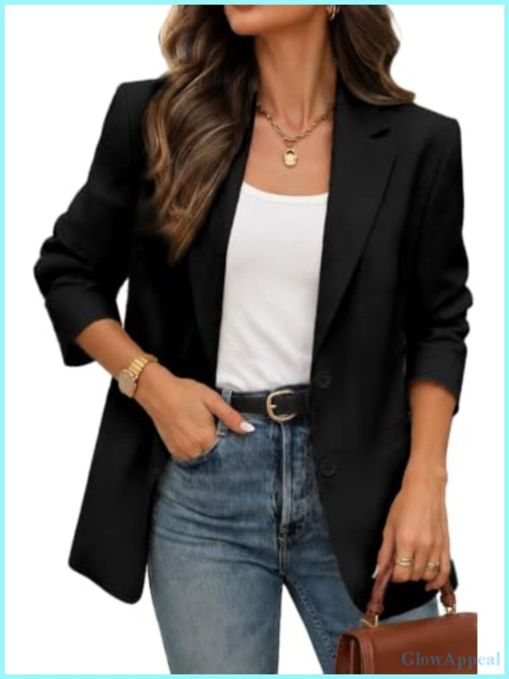 Women's Boyfriend Fit Blazer Jacket Polyester Spandex Business Casual